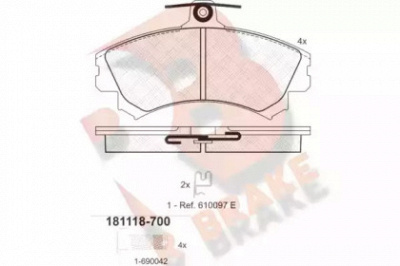 R BRAKE rb1118700 -  Комплект тормозных колодок, дисковый тормоз